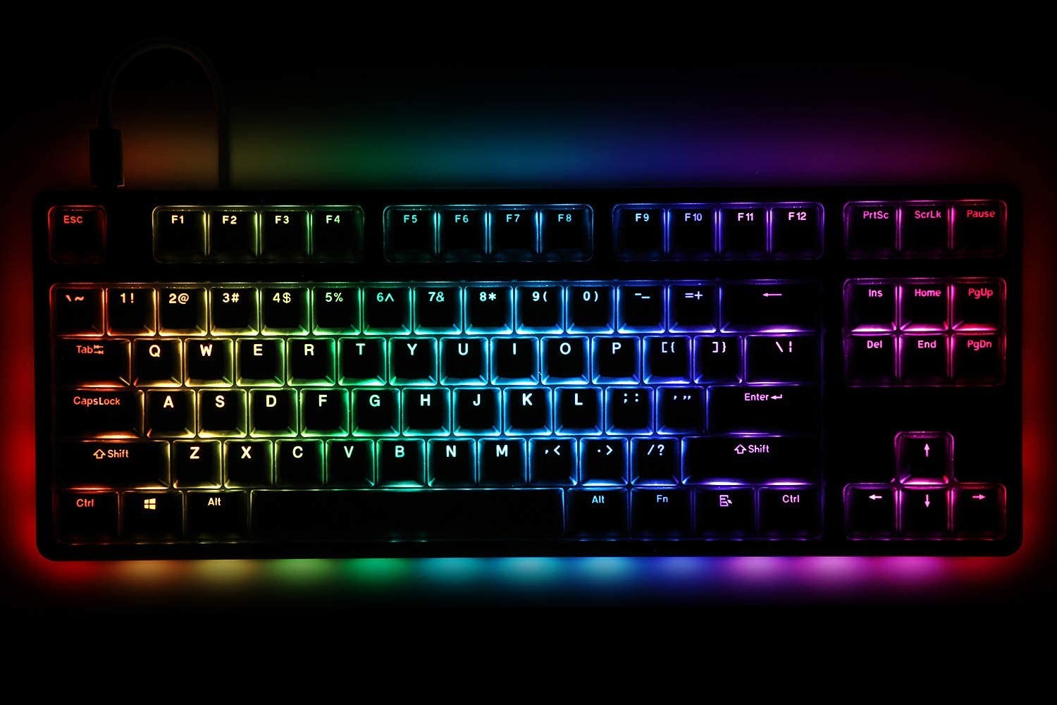 Drop CTRL High Profile Mechanical Keyboard — Keyless TKL (87 Keys) Gaming Keyboard, Hot Swap Switches, Programmable, Backlit RGB LED, USB-C, Double Click PBT, Aluminum (Black, Kaihua Speed ​​Silver)