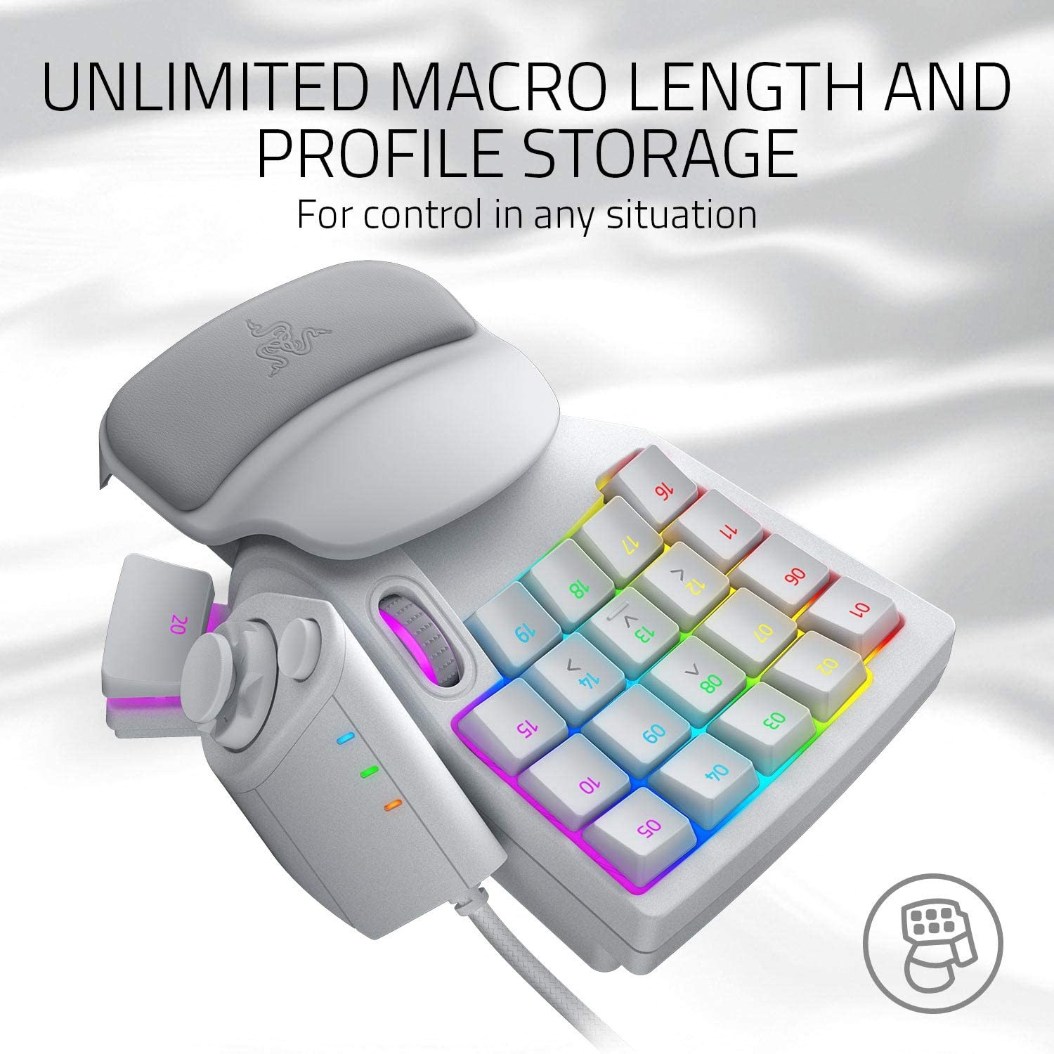 Razer Tartarus Pro Gaming Keyboard: Analog Optical Key Switches - 32 Programmable Keys - Customizable Chrome RGB Lighting - Programmable Macros - Variable Key Pressure Sensitivity - Mercury White