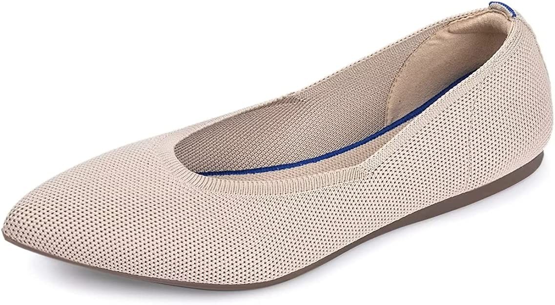 FRANK MULLY Women's Ballet Flats Pointed Toe Slip-On Knit Dress Shoes Ecru 10